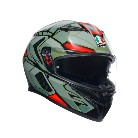 AGV K3 Decept Matt Black/Green/Red Helmet - AGV | SuperBike Store India